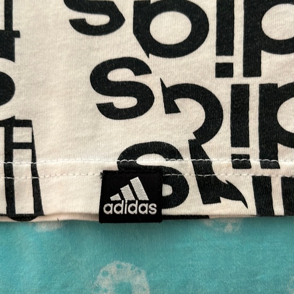 adidas Logo ALL OVER Black and White Print Tee Shirt - Picture 2 of 13